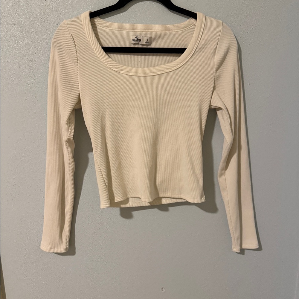 Hollister Cream Long Sleeve Crop Top Women’s L